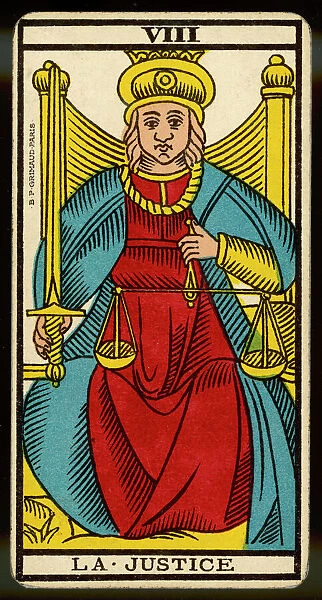 The Tarot de Marseille: Justice tarot card.